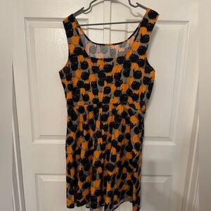 Retrolicious Black Cat and Pumpkin retro midi dress with pockets, size 1X